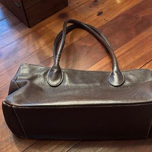 J. McLaughlin Dark Brown Leather Tote Bag